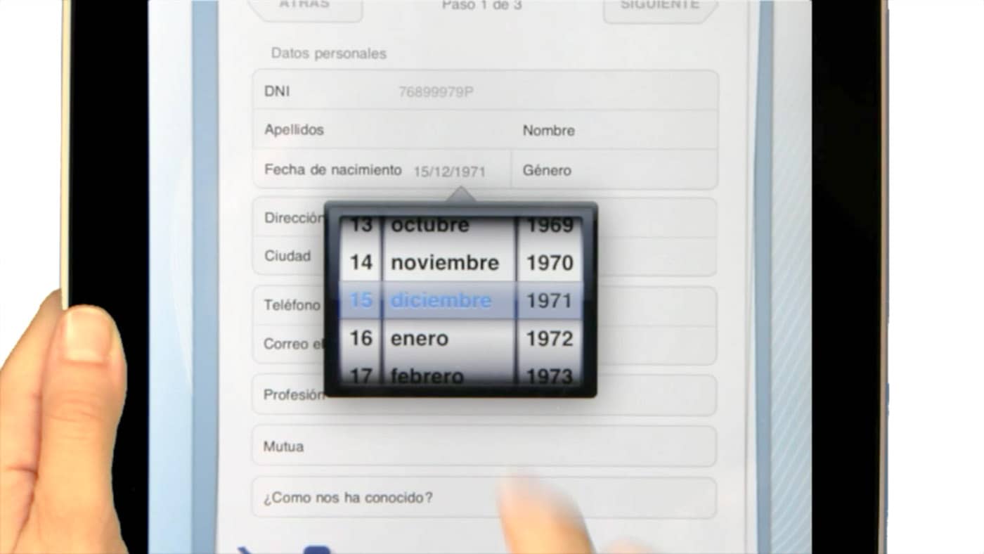 Captura de pantalla de una pagina web en un iPad, Productora video Barcelona