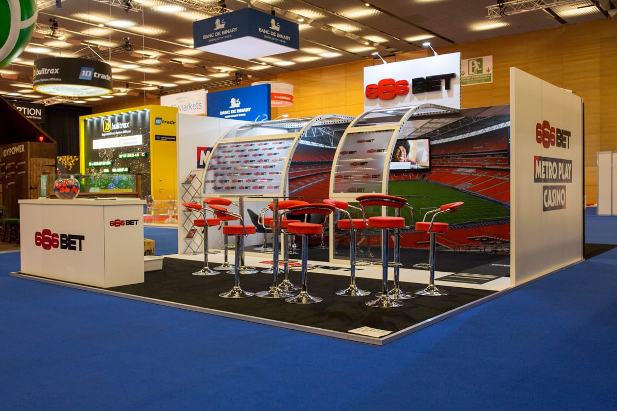 Side view of 666 BET stand, iGaming 2014, Photo Production