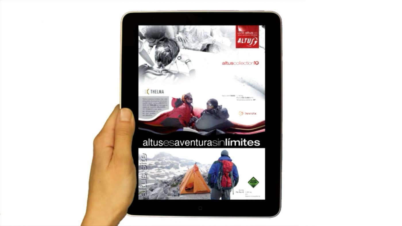 Publicidad en la pantalla de un iPad, imagen representativa para una empresa de producción de medios