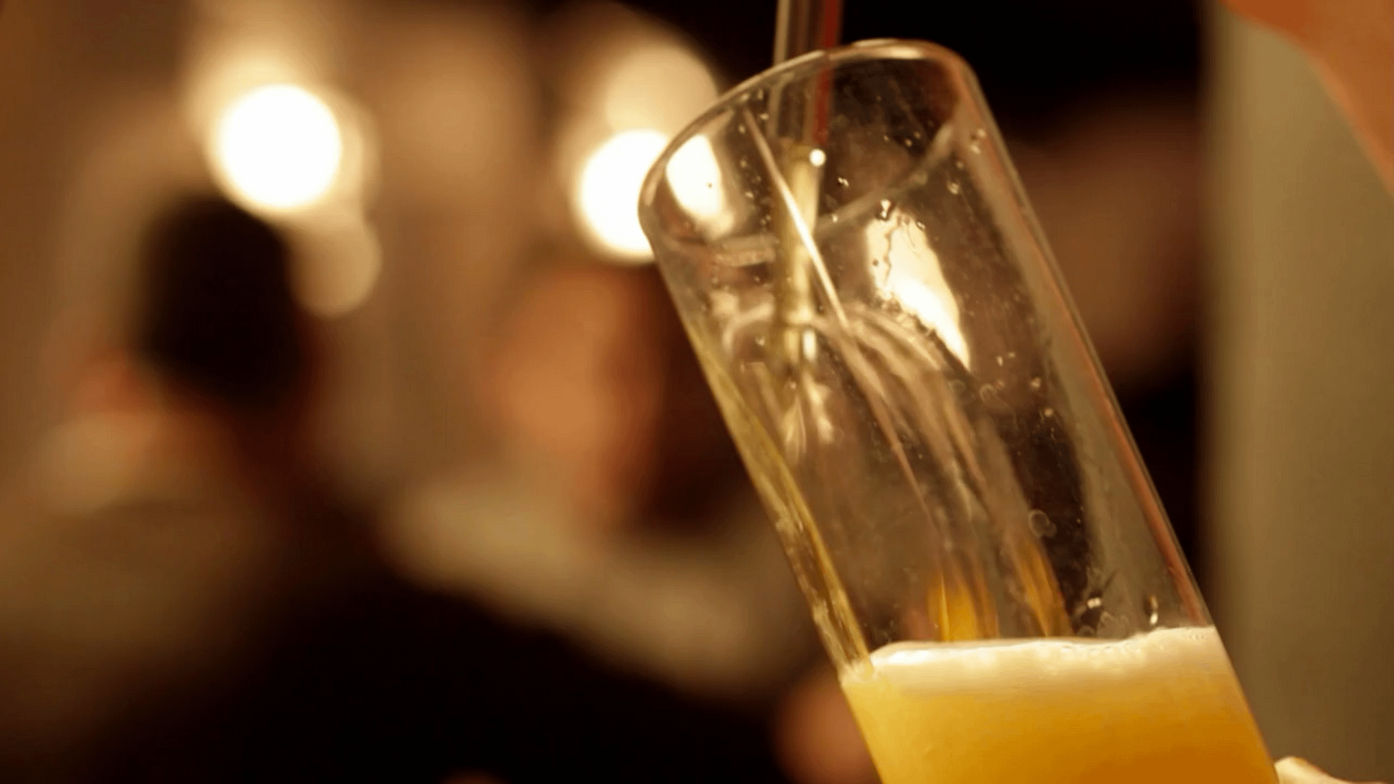 Close-up of beer poured into a glass