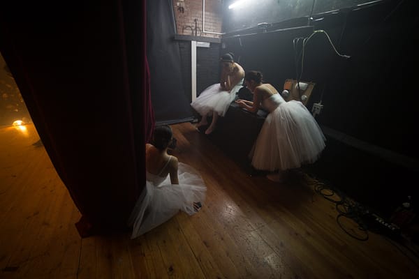 Ballerinas on a break during video shooting